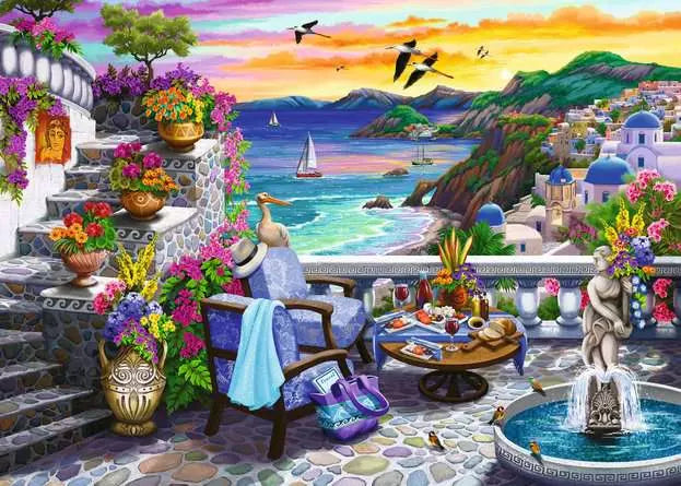 Load image into Gallery viewer, Jigsaw Puzzle Santorini Sunset - 300 Pieces
