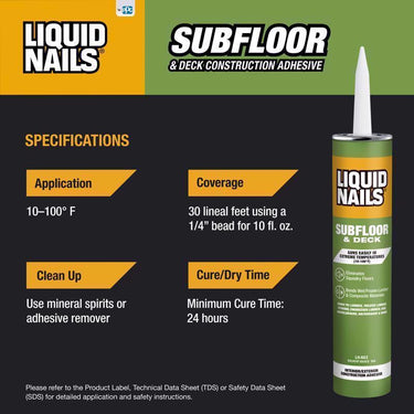Liquid Nails Subfloor & Deck Synthetic Rubber Construction Adhesive 10 oz