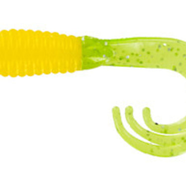 Big Bite Baits Triple Tip Grub Yellow/Chartreuse Shine