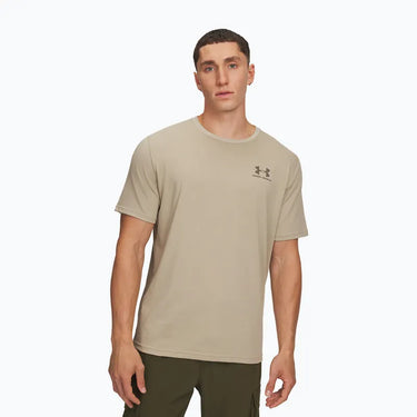 Under Armour Left Chest Logo Men's Short Sleeve T-Shirt (City Khaki/Taupe Dusk) Size XL