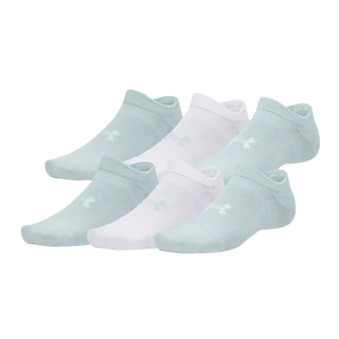 Under Armour Essential Unisex 6-Pack No-Show Socks (Mint/Blue) Size S