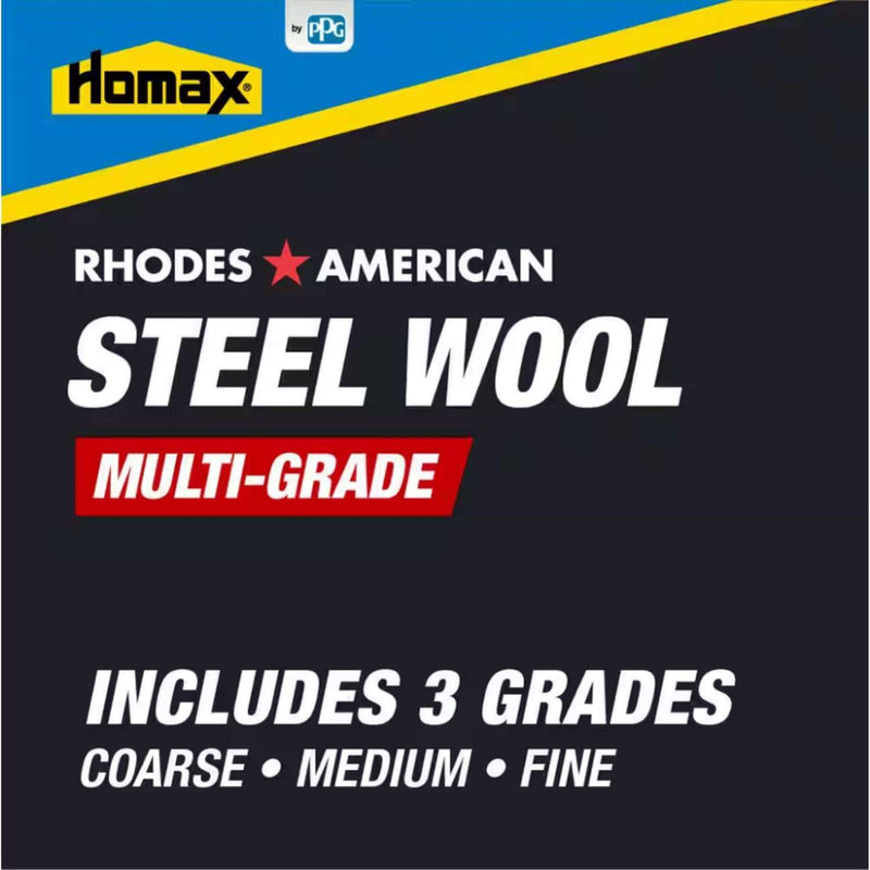 Load image into Gallery viewer, Rhodes American 3 Grade Medium/Coarse/Fine Steel Wool Pad 12 pk
