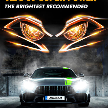 Auxbeam 9007 HB5 LED Headlight Bulbs 120W 25000LM GX Series Brightest 6500K Cool White (2 Bulbs)