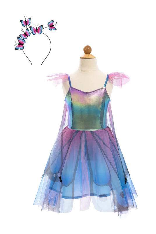 Blue Butterfly Twirl Dress with Wings & Headband - Size 5-6