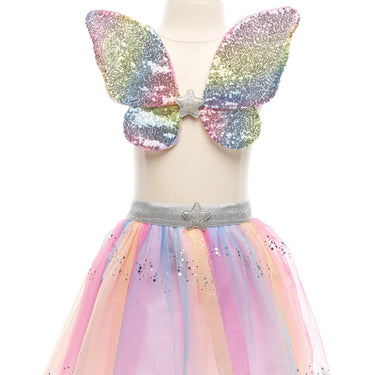 Rainbow Sequins Skirt, Wings & Wand