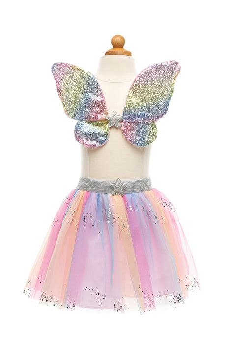 Rainbow Sequins Skirt, Wings & Wand