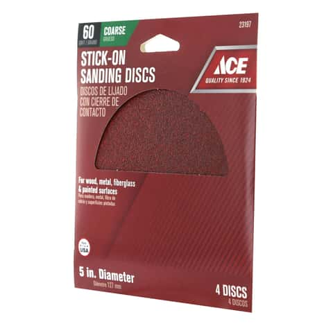 Load image into Gallery viewer, Ace 5 in. Aluminum Oxide Adhesive Sanding Disc 60 Grit Coarse 4 pk
