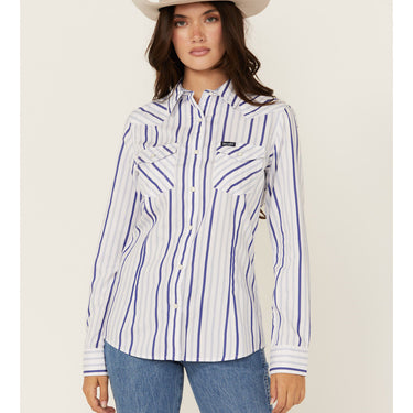 Wrangler Women's Retro Western Dress Snap Top (Blue) Size M