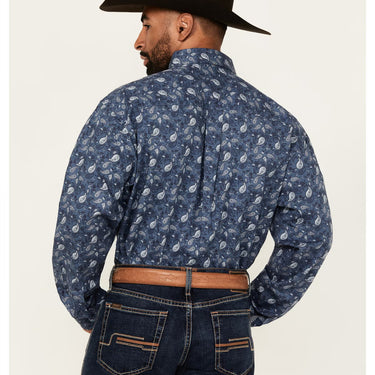 Wrangler Men's George Straight Western Shirt (Navy Paisley) Size XL