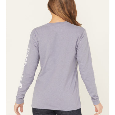 Carhartt Women's Loose Fit Heavyweight Long-Sleeve Logo Sleeve Graphic T-Shirt (Malt/Carhartt Brown) Size XL