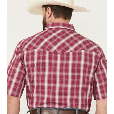 Wrangler Men's 20X Short Sleeve Snap Western Shirt (Red Plaid) Size L