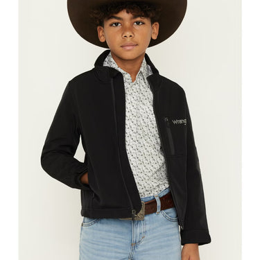 Wrangler Boys' Western Trail Team Logo Zip Jacket (Black) Size S