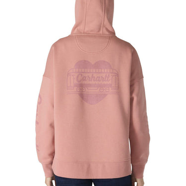 Carhartt Women's Oversized Fit Midweight Heart Graphic Hoodie (Rose Tint) Size S