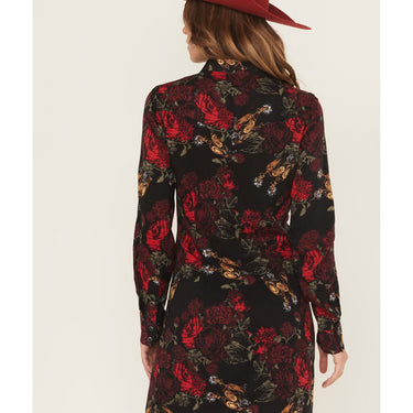 Wrangler Women's Floral Western Snap Dress (Black) Size L