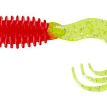 Big Bite Baits Ring Triple Tip Grub Red/Chartreuse Shine