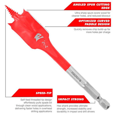 Diablo 7/8 in. X 16 in. L High Speed Steel Clean Wood Spade Bit Hex Shank 1 pk
