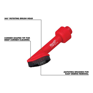 Milwaukee AIR-TIP 1-1/4 in. - 2-1/2 in. Shop Rotating Corner Brush Tool Wet/Dry Vac Brush 1 pc