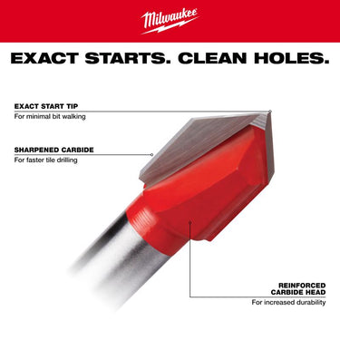Milwaukee 5.25 in. L Carbide Tipped Glass and Tile Bit Set 3-Flat Shank 4 pk