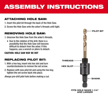Milwaukee Hole Dozer 2-1/2 in. Bi-Metal 3.5 in. L X 3/8 in. D Hole Saw with Arbor and Pilot Bit