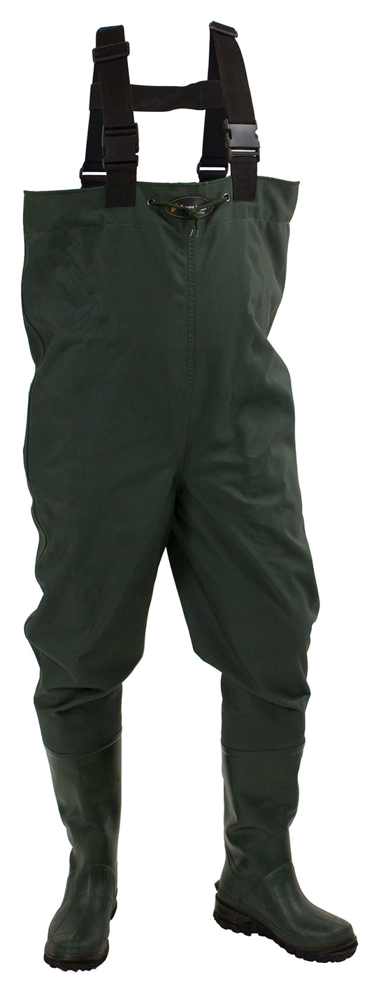 Frogg Toggs Mens Cascades 2-Ply Bootfoot Poly/Rubber Cleated Chest Wader Green Size 8