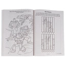 Inside pages showing a Toy Story coloring page and an activity