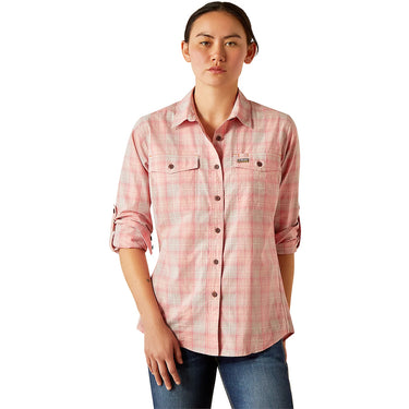 Ariat Women's Rebar Made Tough DuraStretch Long Sleeve Work Shirt (Pink) Size L