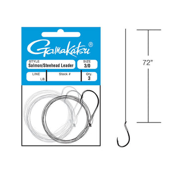 Gamakatsu 1/0 Salmon/Steelhead Leader W/ 10# Line (3 Pack)