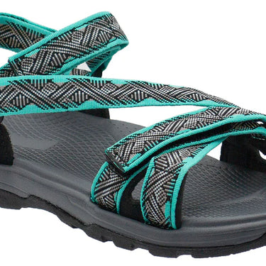 Northside Women's Seascape Open Toe Sandal (Black/Aqua) Size 8