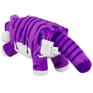 Back view of the purple striped tiger plush showing its tail
