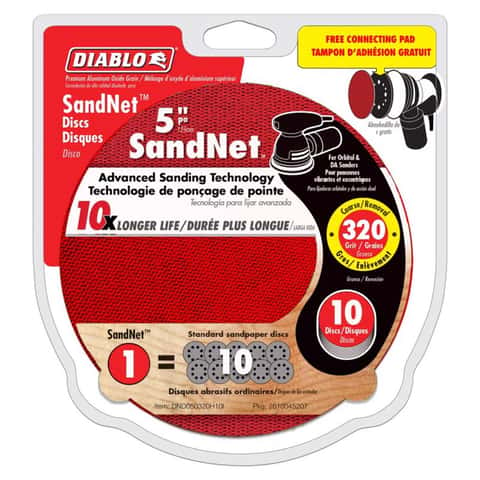 Load image into Gallery viewer, Diablo SandNet 5 in. Aluminum Oxide Hook and Lock Sanding Disc 320 Grit Ultra Fine 10 pk
