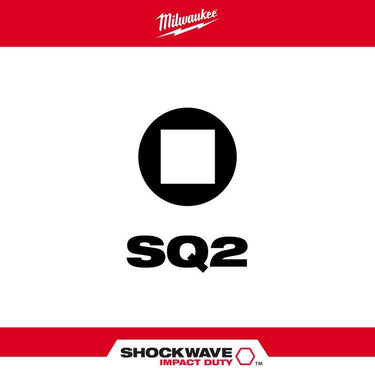 Milwaukee Shockwave Square #2 X 2 in. L Screwdriver Bit Steel 5 pk