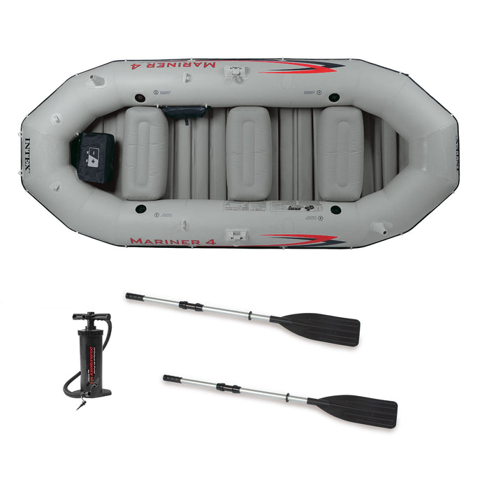 Intex Mariner 4 Person Inflatable Lake Dinghy Boat with Pump and Oars Set