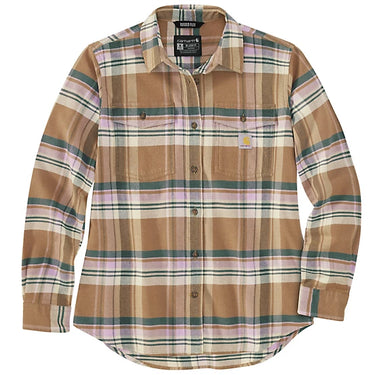 Carhartt Women's Relaxed Fit Long Sleeve Button Front Shirt (Flaxseed) Size XL