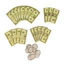 Play money bills and coins included with the playset