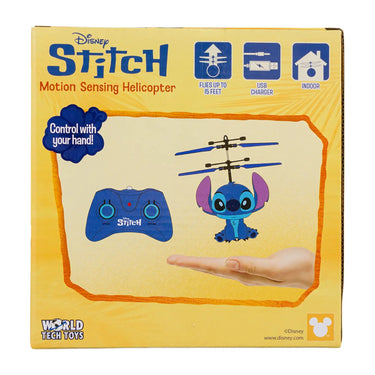 Back of the Disney Stitch motion sensing helicopter box showing hand control