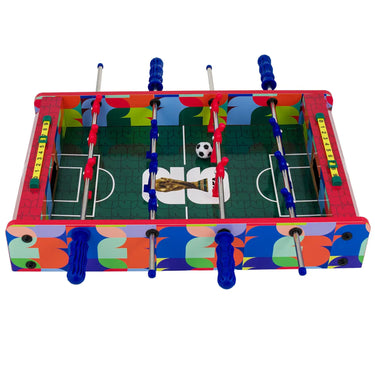 Front view of the FIFA tabletop foosball game