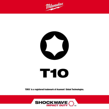Milwaukee Shockwave Torx T10 X 2 in. L Screwdriver Bit Steel 1 pc