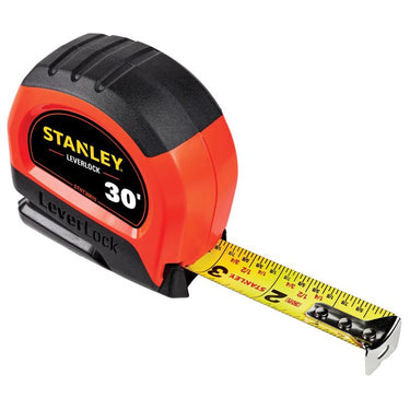Stanley LeverLock 30 ft. L X 1 in. W Compact Tape Measure 1 pk