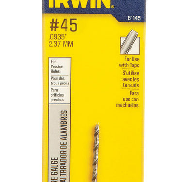Irwin #45 X 2-1/8 in. L High Speed Steel Jobber Length Wire Gauge Bit Straight Shank 1 pk