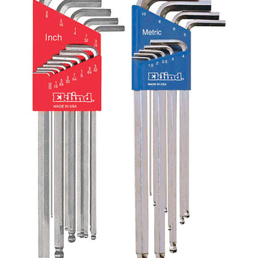 Eklind Bright-Ball-Hex-L Assorted Metric and SAE Extra Long Ball End Hex Key Set 22 pc