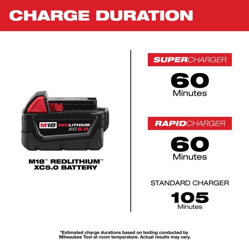 Load image into Gallery viewer, Milwaukee M18 RedLithium XC5.0 5 Ah Lithium-Ion Battery Pack 1 pc
