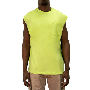 Key Men's Blended Sleeveless Tee (Neon Green) Size M