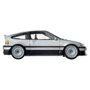 Side profile of the silver Hot Wheels '88 Honda CRX die-cast car