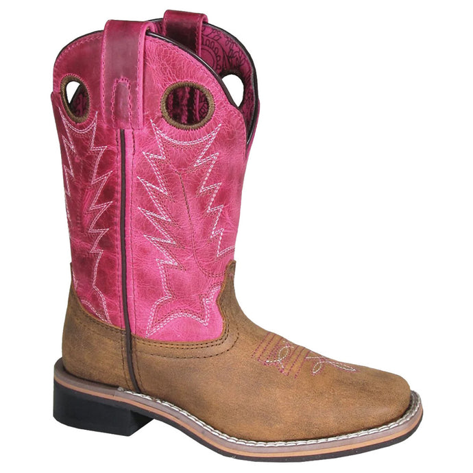 SMOKY MOUNTAIN BOOTS GIRLS TRACIE BROWN/PINK DISTRESS LEATHER SIZE 9.5