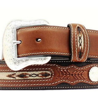 Nocona Mens Top Hand Fabric Inset Belt (Black) Size 50
