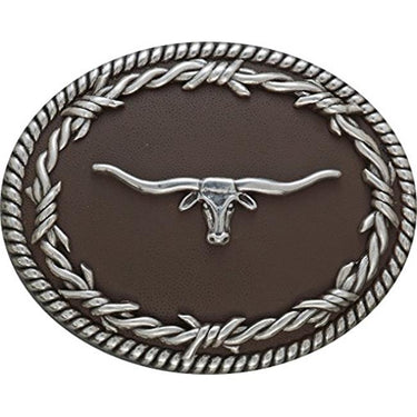 Nocona Oval Barbwire/Longhorn Buckle