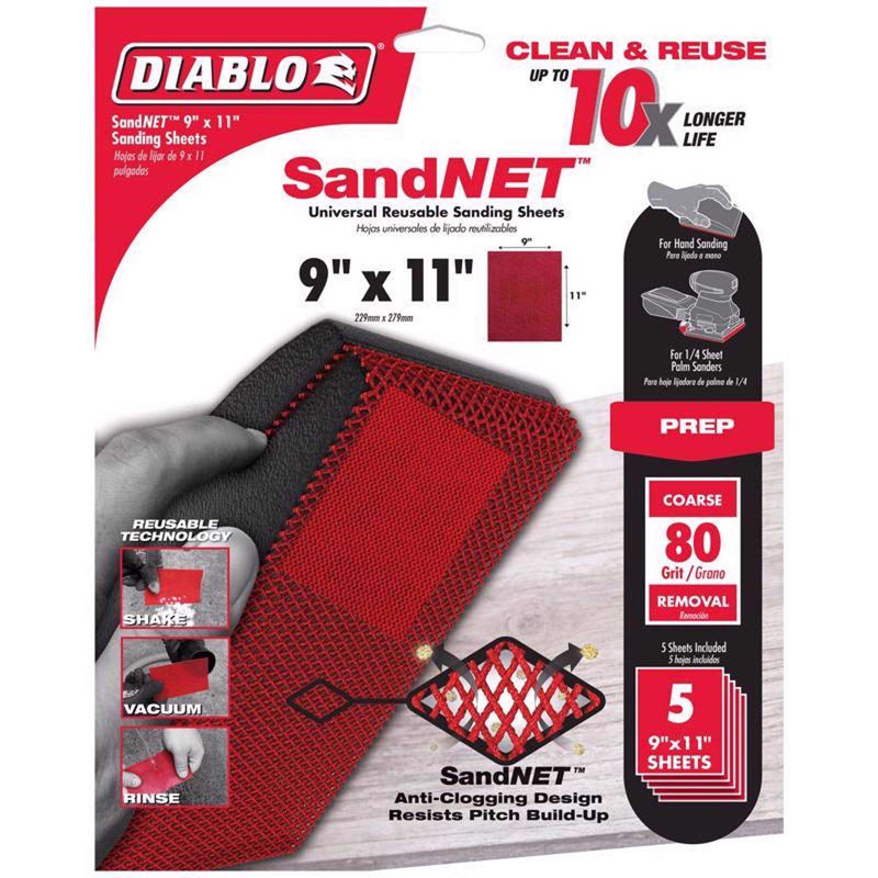 Load image into Gallery viewer, Diablo SandNet 11 in. L X 9 in. W 80 Grit Ceramic Sanding Sheet 5 pk
