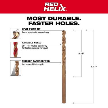 Milwaukee Red Helix 11/64 in. X 3-5/16 in. L Steel Thunderbolt Drill Bit Round Shank 1 pc