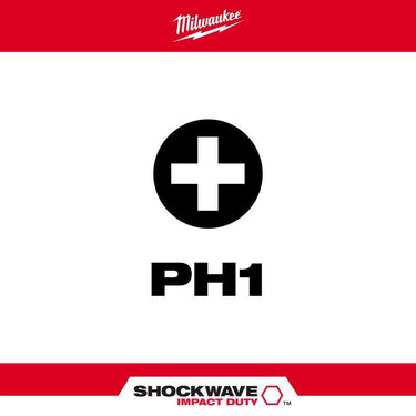 Milwaukee Shockwave Phillips #1 X 2 in. L Impact Power Bit Steel 1 pc
