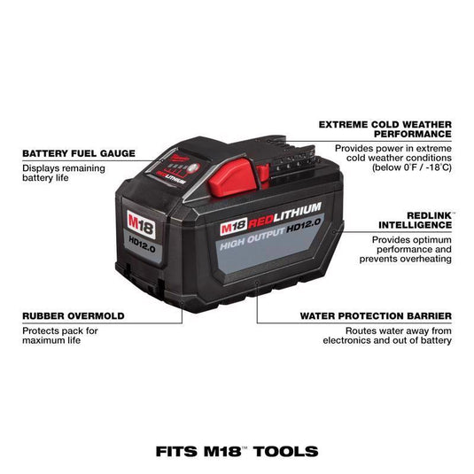 Milwaukee M18 RedLithium HD12.0 12 Ah Lithium Ion High Output Battery shop.generalstorespokane